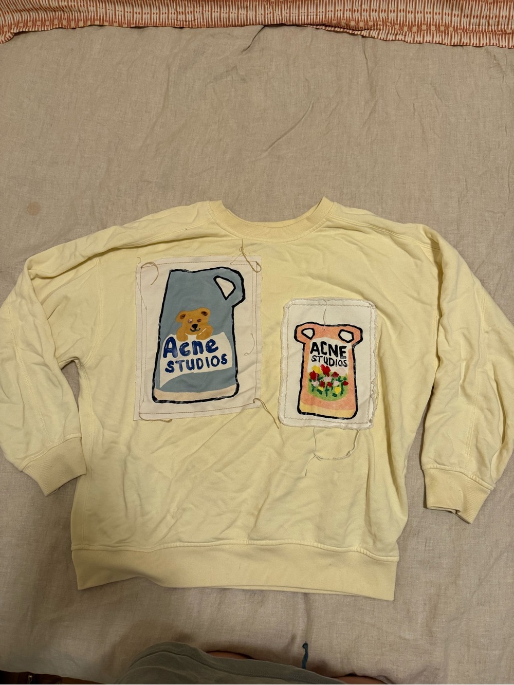 Acne Pale Yellow Patch Graphic Sweatshirt